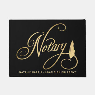 Elegant Gold & Navy Notary Loan Agent Doormat