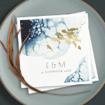 ELEGANT GOLD NAVY UNDERWATER FISH MONOGRAM WEDDING NAPKIN<br><div class="desc">If you need any further customisation please feel free to message me on yellowfebstudio@gmail.com</div>