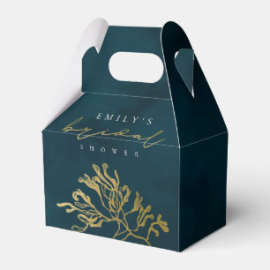 ELEGANT GOLD NAVY UNDERWATER SEAWEED BRIDAL SHOWE FAVOR BOX