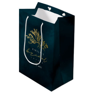 ELEGANT GOLD NAVY UNDERWATER SEAWEED BRIDAL SHOWER MEDIUM GIFT BAG