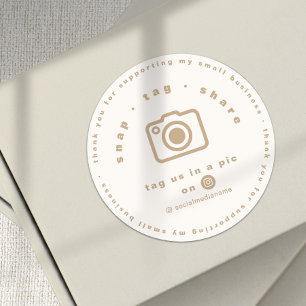 Elegant Gold Neutral Branded Business Thank you  Classic Round Sticker