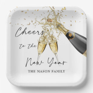 Elegant Gold New Year Party Paper Plates