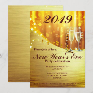 Elegant Gold New Year`s Eve Party Invite