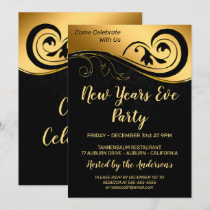 Elegant Gold New Years Invitation