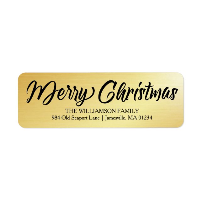 Élégant Gold Noir Noël Retourner l'adresse Étiquet (Devant)