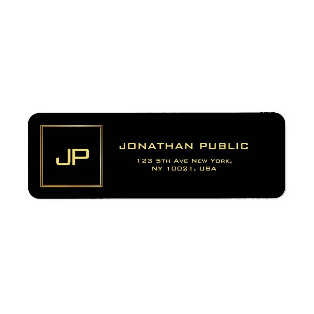 Elegant Gold Nom du texte Monogramme Modern Return (Devant)
