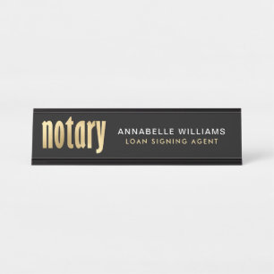 Elegant Gold Notary Loan Agent   Desk Name Plate