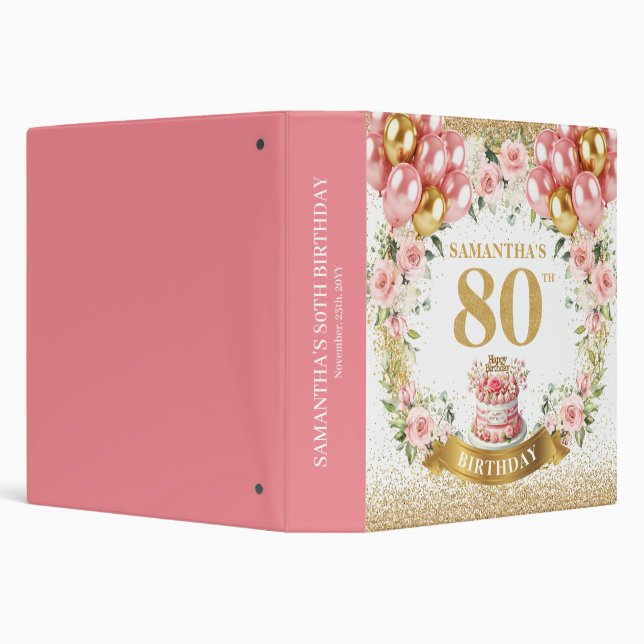 Elegant Gold Number 80 Birthday Memory Album Binder (Background)