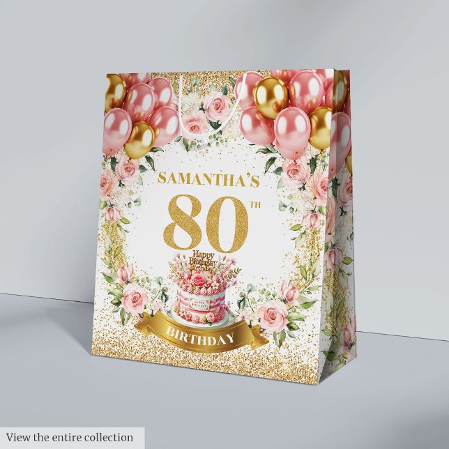 Elégant Gold Numéro 80e anniversaire Boho sac cade (Elegant Gold Number 80th Birthday Boho Gift Bag

)