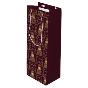 Elegant Gold Nutcracker Christmas Damask Wine Gift Bag