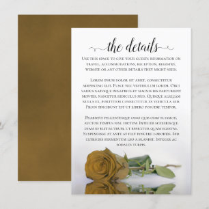 Elegant Gold Ochre Romantic Rose Wedding Details Enclosure Card