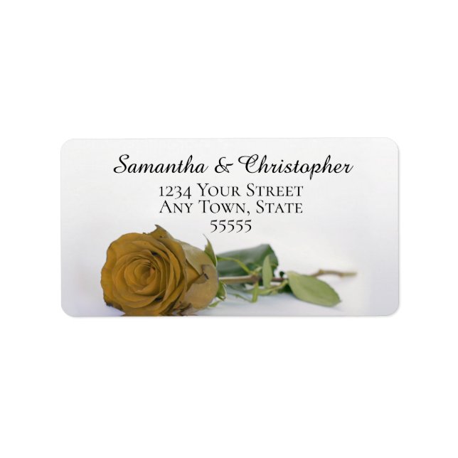 Elegant Gold Ochre Rose Wedding Address Label (Front)