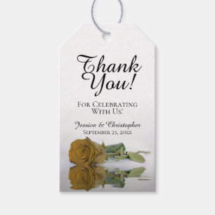Elegant Gold Ochre Rose Wedding Thank You Gift Tags