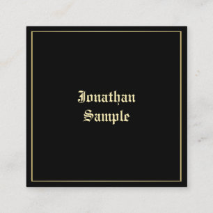 Elegant Gold Old English Script Font Professional Square Business Card