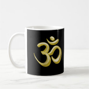 Elegant Gold Om Symbol   Sanskrit Spiritual Black  Coffee Mug