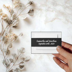 Elegant Gold on Black Wedding Belly Band Invitation Belly Band