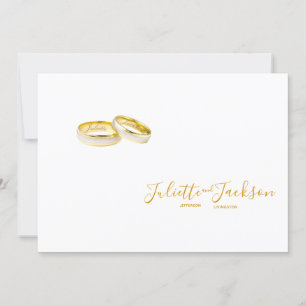 Elegant gold on white personalized wedding rings invitation