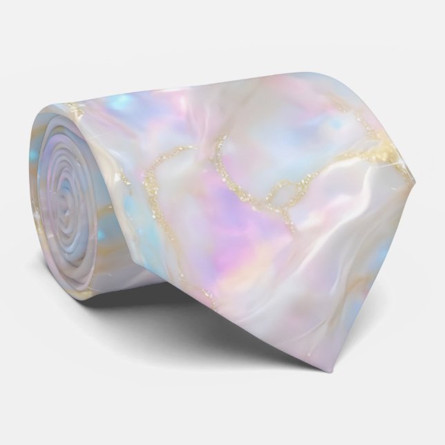 Elegant Gold Opal Gemstone Pattern Chic Tie (Rolled)
