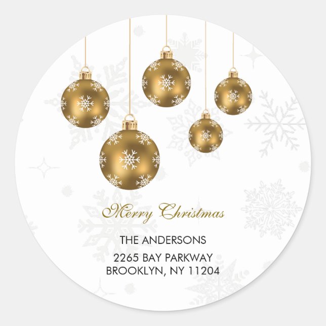 Elegant Gold Ornament Christmas Round Sticker (Front)
