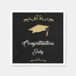 Elegant Gold Ornament Congratulations Graduate Napkin