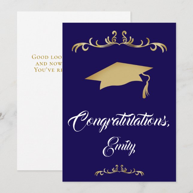 Elegant Gold Ornament Congratulations Graduation Card (Front/Back)
