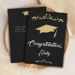 Elegant Gold Ornament Congratulations Graduation Card<br><div class="desc">Elegant Golden Congratulations Graduate Graduation Card. Graduation card with graduation cap,  trendy script and gold ornaments. Congratulations and the name of the graduate on the front side - personalize with your name. Personalize the text on the backside of the card.</div>