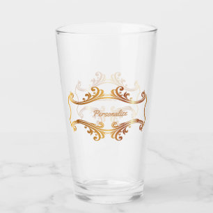 Elegant Gold Ornamental Design Personalized Tumble Glass