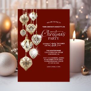 Elegant Gold Ornaments Christmas Party Invitation