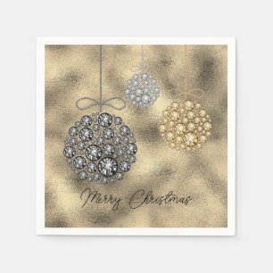 Elegant Gold Ornaments Merry Christmas Napkin