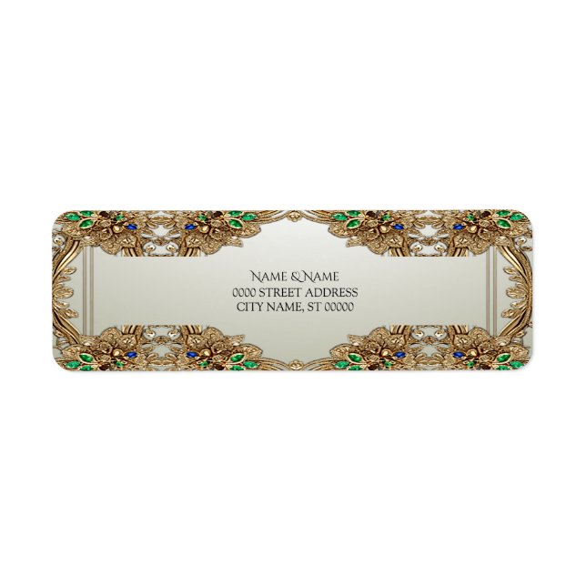 Élégant Gold Ornate Adresse de retour Label (Devant)