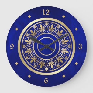 Elegant Gold Ornate Design Circle Pattern Large Clock