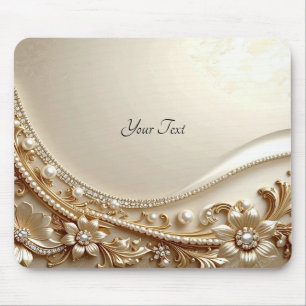 Elegant Gold Ornate Floral Mousepad