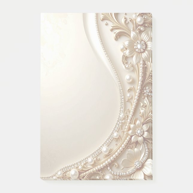 Elegant Gold Ornate Floral Post it Notes (Front)