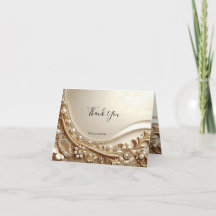 Elegant Gold Ornate Floral Thank You Card