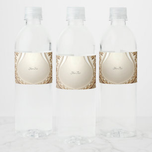Elegant Gold Ornate Floral Water Bottle Label