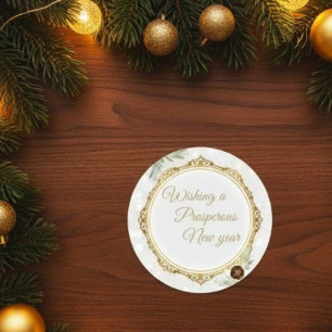 Elegant Gold Ornate Frame Round Sticker with Eucal