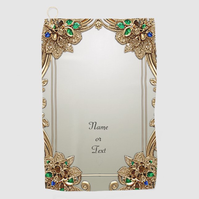 Elegant Gold Ornate Golf Towel (Front)