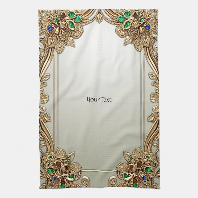 Elegant Gold Ornate Kitchen Towels (Vertical)