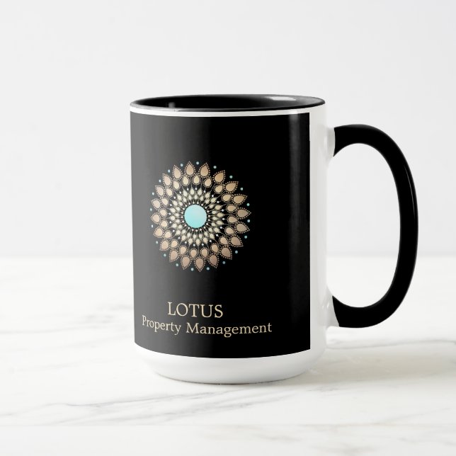 Elegant Gold Ornate Logo Black Mug (Right)