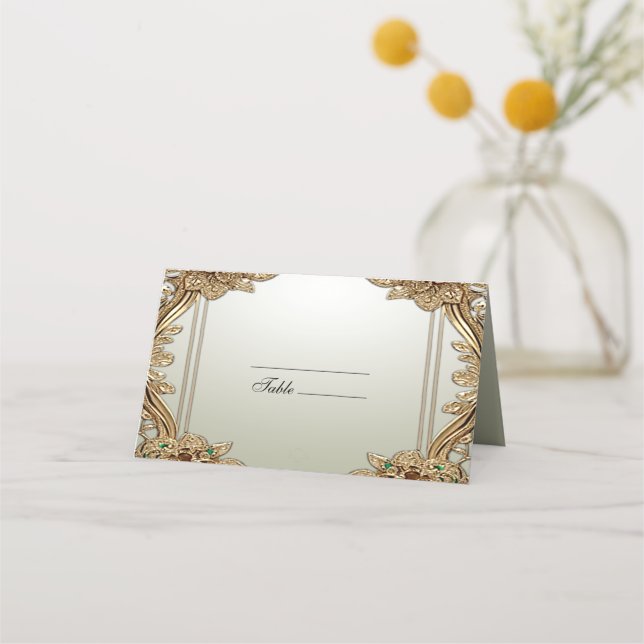Elegant Gold Ornate Place Card (Front)