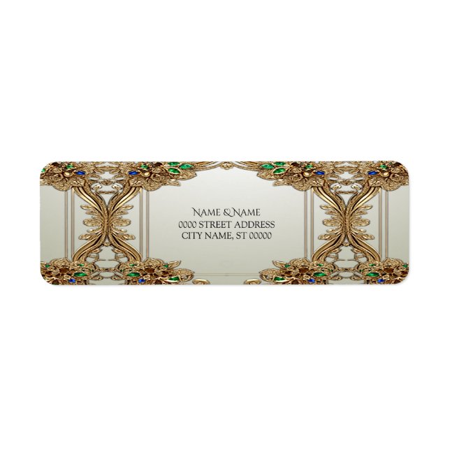 Elegant Gold Ornate Return Address Label (Front)