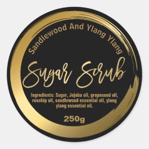 Elegant Gold Painted Black Sugar Scrub Labels