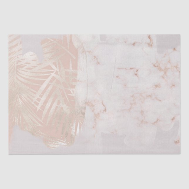 Elegant Gold Palm Leaf Marble Gift  Tissue Paper (Front)