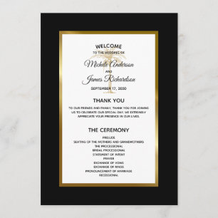 Elegant Gold Palm Tree Modern Tropical Wedding Program