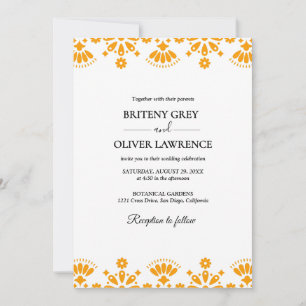 Elegant Gold Papel Picado weeding Invitation