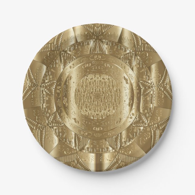 Elegant Gold Paper Party Plates (Front)