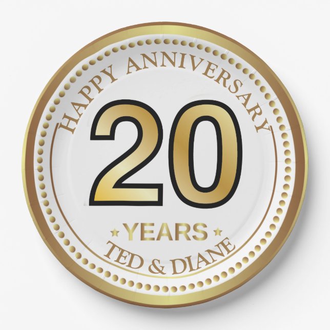 Elegant gold Paper Plate with editable text (Front)