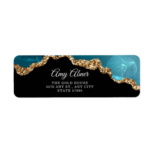 Elegant Gold Parties scintillant Turquoise Agate A (Devant)