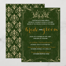 Elegant Gold Pattern in Emerald BG Wedding