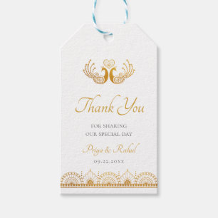 Elegant Gold Pattern Indian Wedding Gift Tags